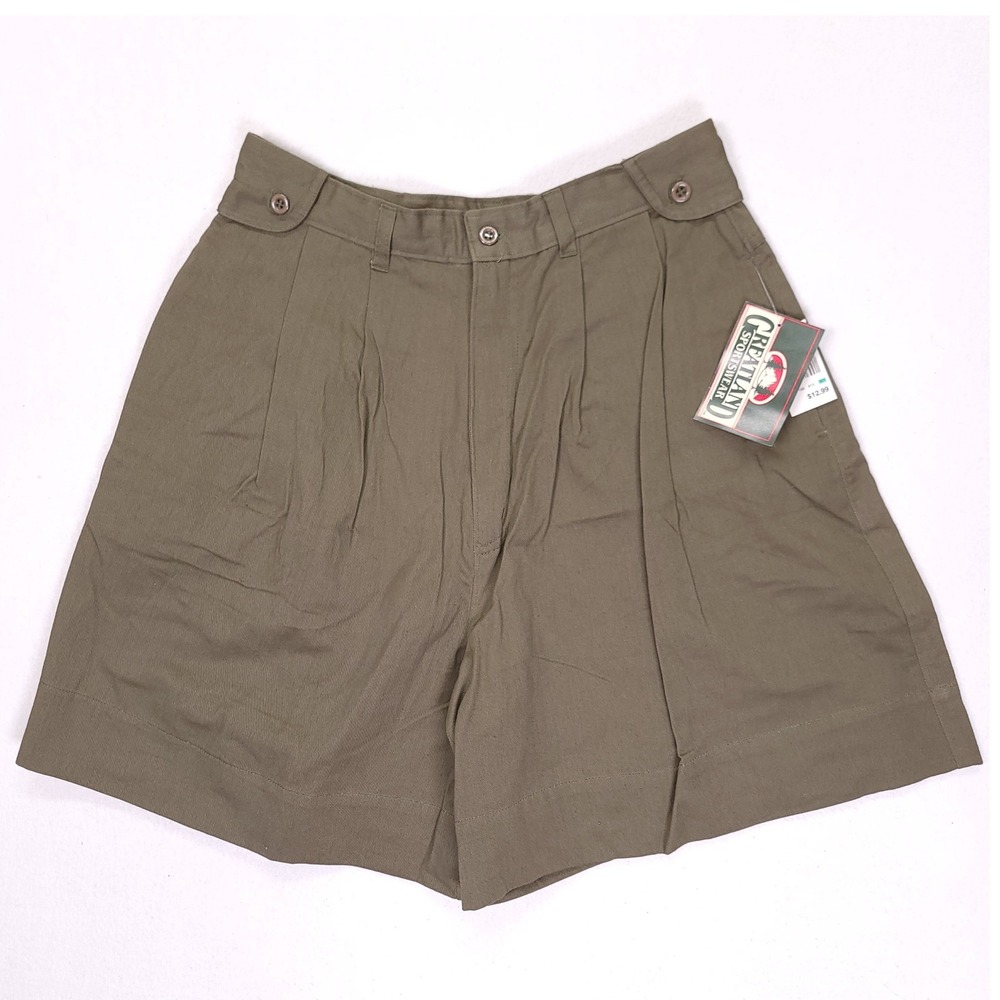 Vintage Greatland Sportswear Safari Green High Waisted‎ Pleated Cotton Shorts 13